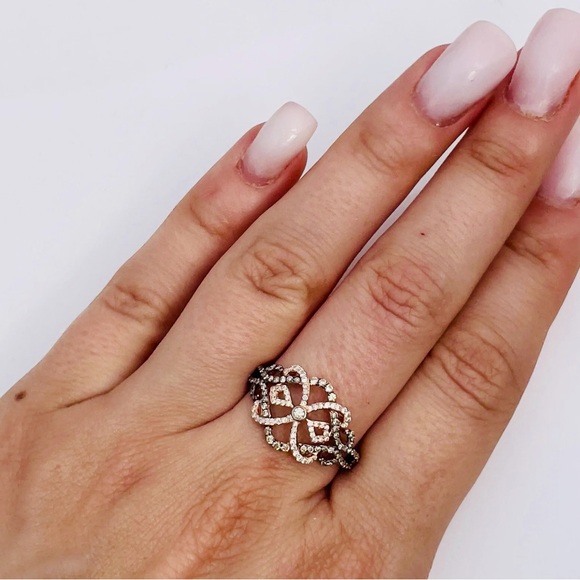 SOLD! 🤎 LeVian Chocolate Diamonds Art Deco Style Ring 14K Rose Gold - Picture 2 of 10